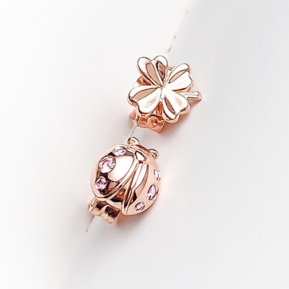 🔔Pandora Clover & Ladybird Stud Earrings - Picture 1 of 5
